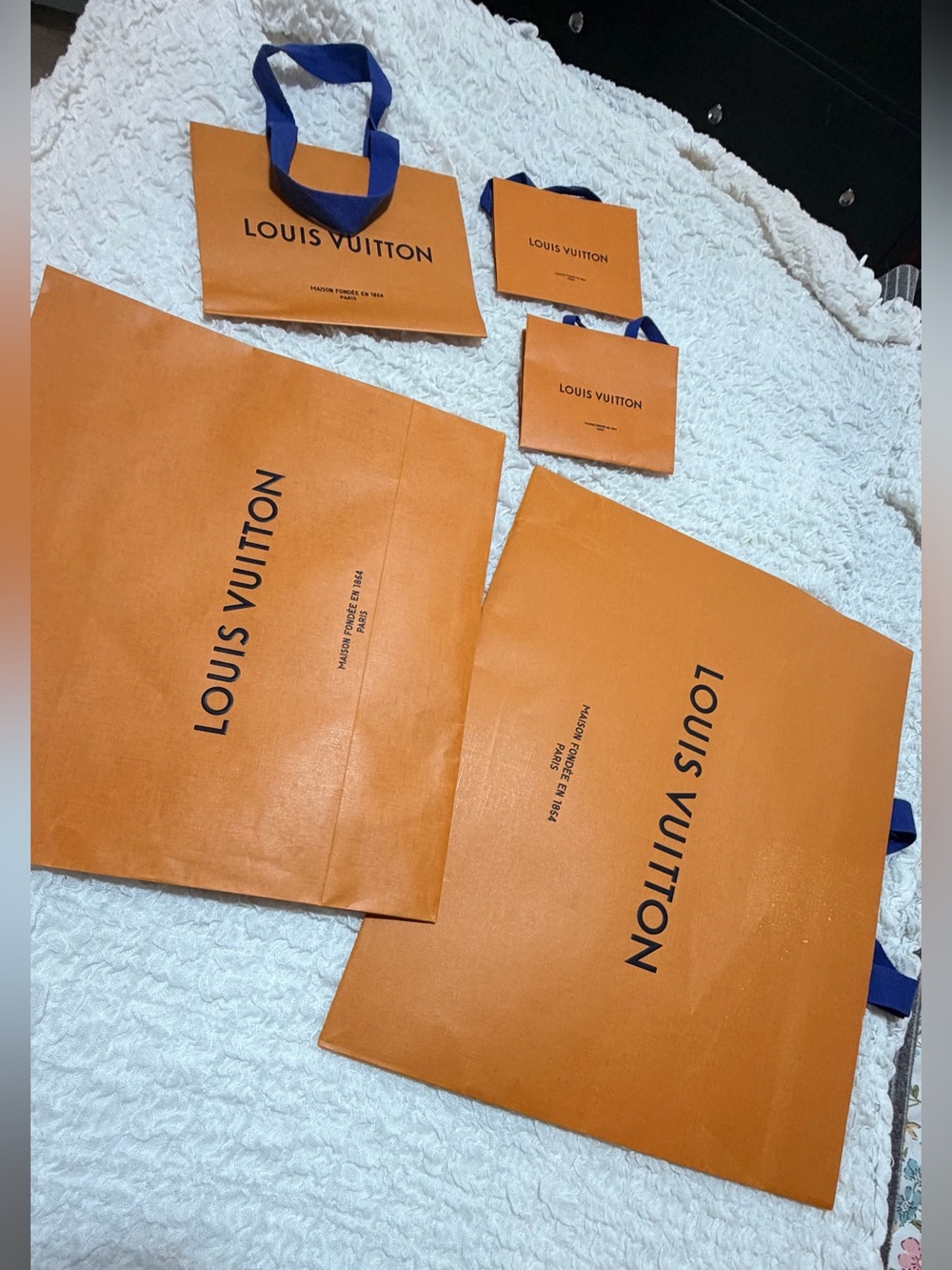 EMPTY Authentic Louis Vuitton Orange Shopping Bags 4 different sizes